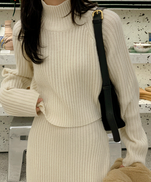 [wool50%] pixie - 니트골지스커트세트set